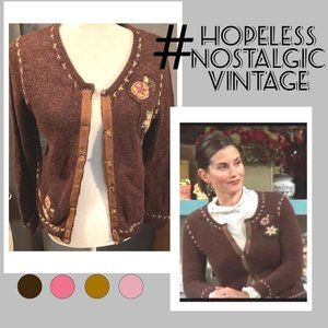Wool embroidered Free People cardigan ASO Monica Geller